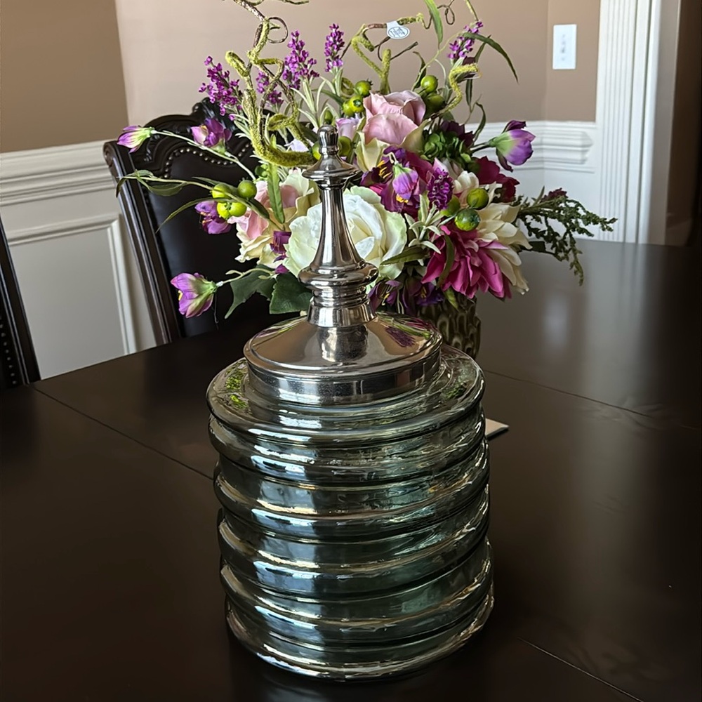 Uttermost Silver and Glass Decorative Jar
